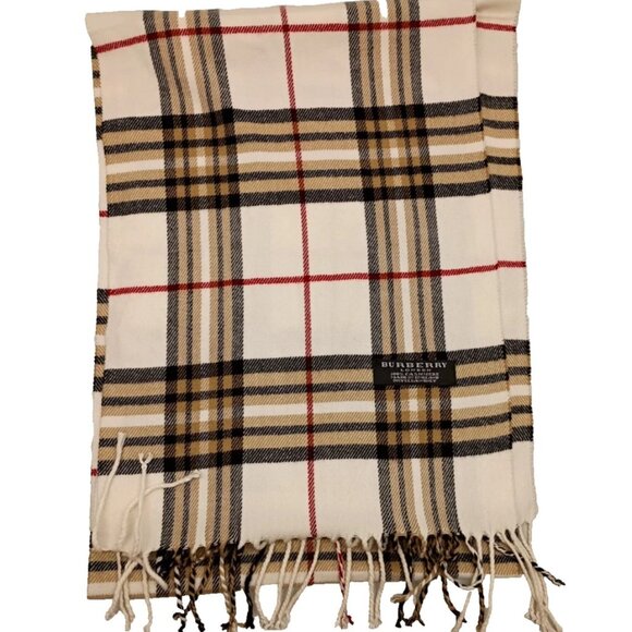 Burberry Accessories - Burberry Women's Scarf Cashmere White Plaid